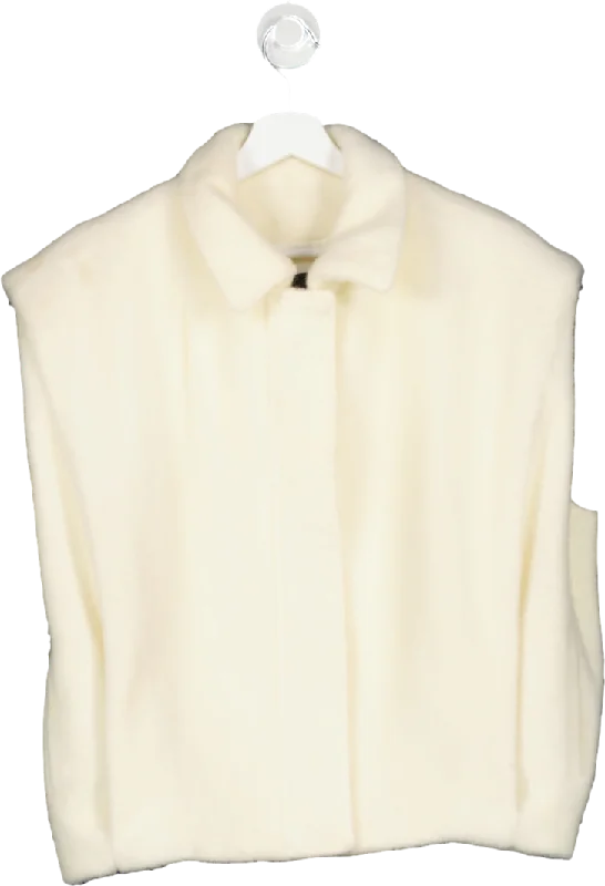 women's coats with lining Studio AR Cream Helen Faux Mohair Gilet UK 8